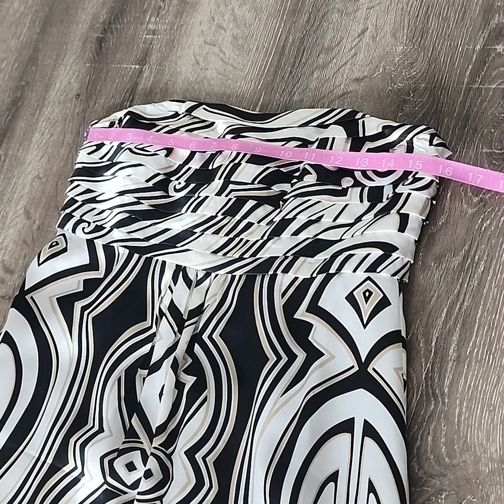 White House Black Market Strapless Silk A-Line Maxi Dress Abstract Print Sz. 4 - Picture 7 of 11